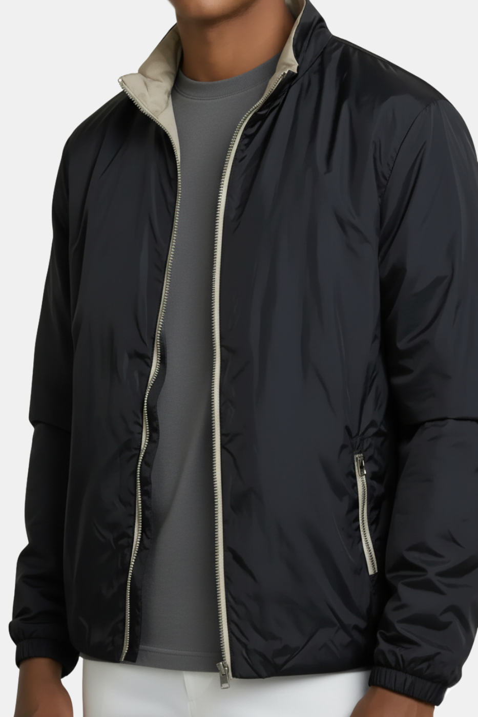 Noir/Grey double-faced jacket