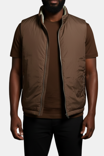 Brown/Grey double-faced bodywarmer